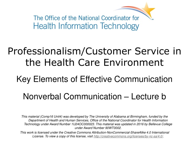 professionalism customer service in the health