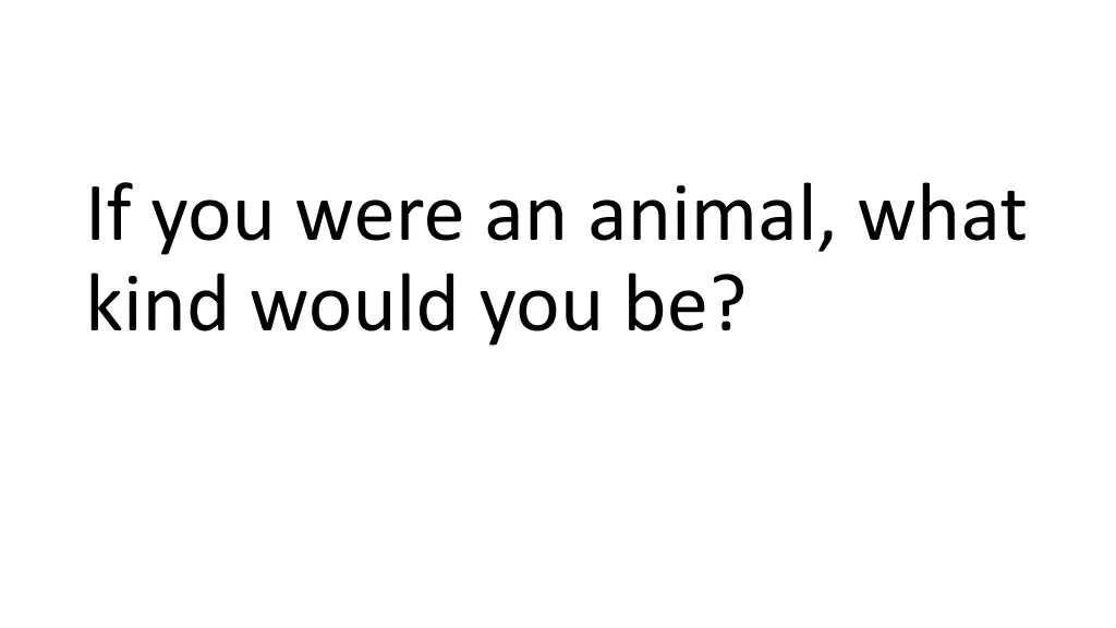 if you were an animal what kind would you be
