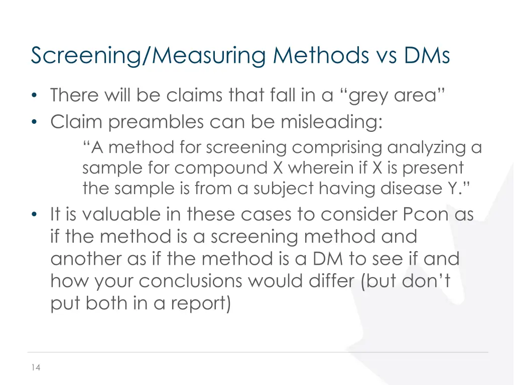 screening measuring methods vs dms 1