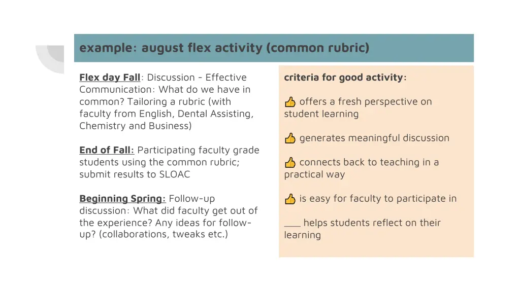 example august flex activity common rubric