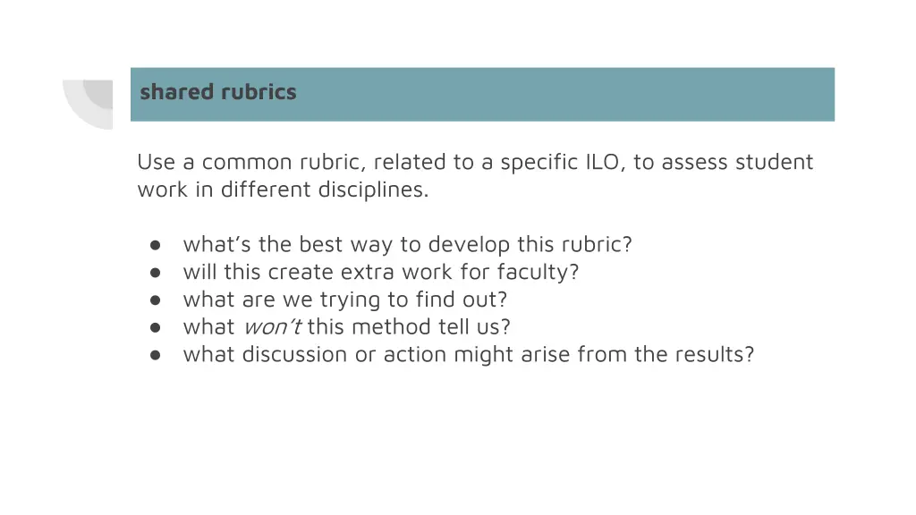 shared rubrics