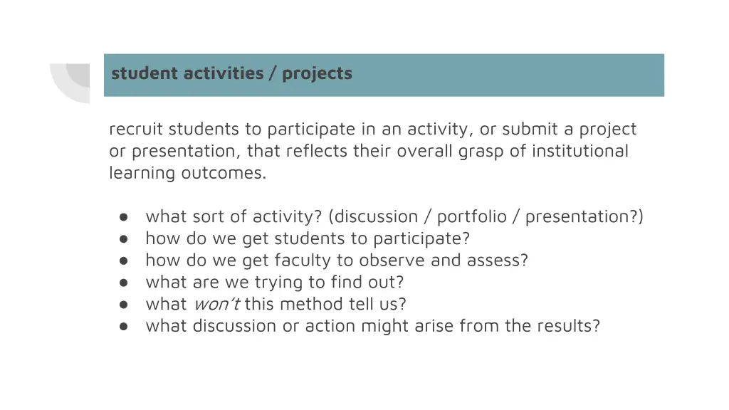 student activities projects