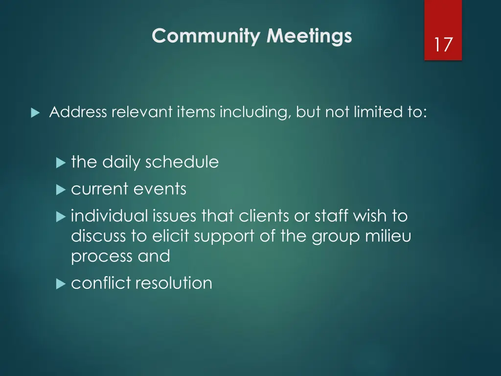 community meetings 2