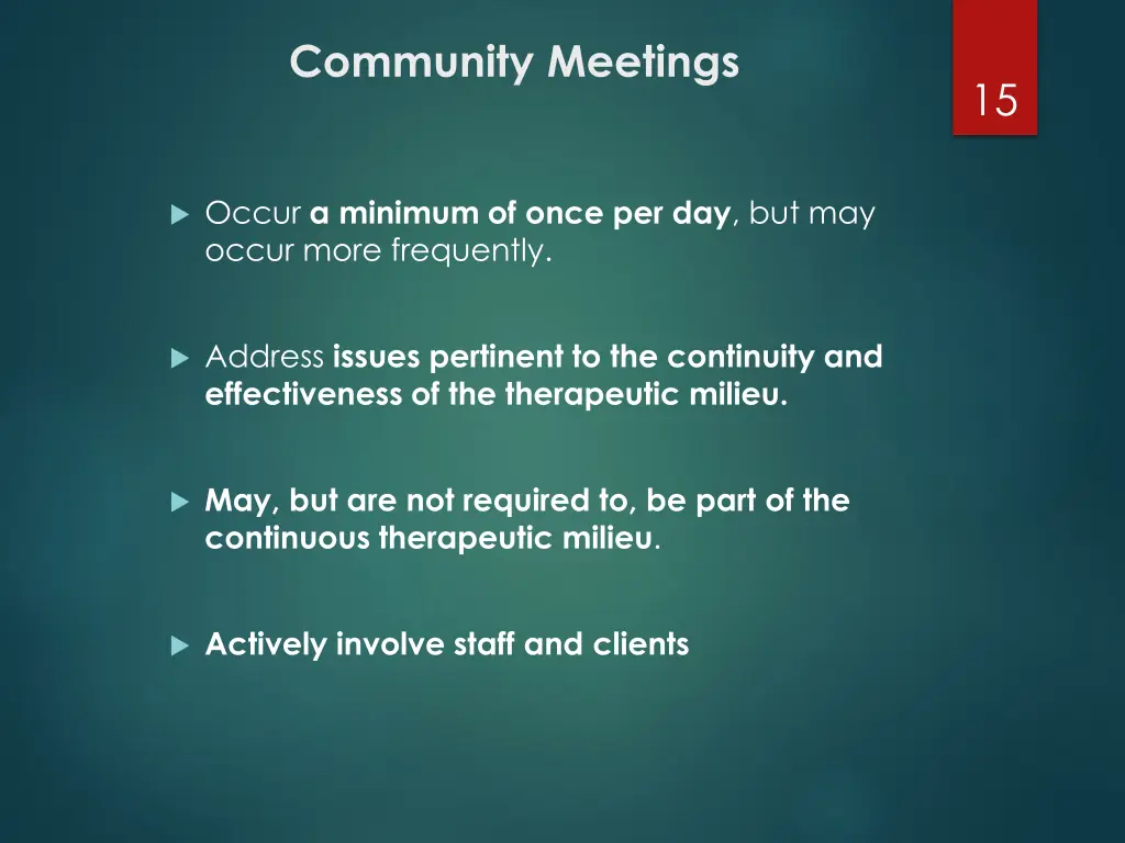 community meetings