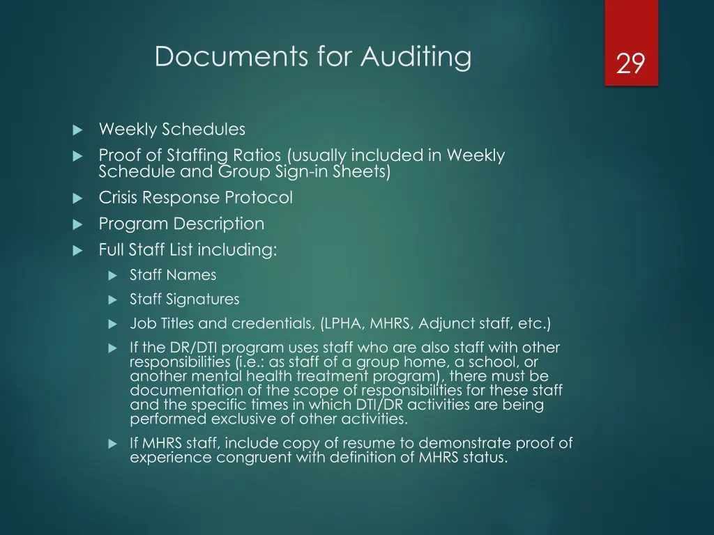 documents for auditing