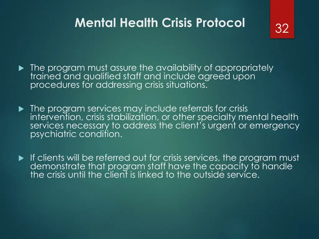 mental health crisis protocol