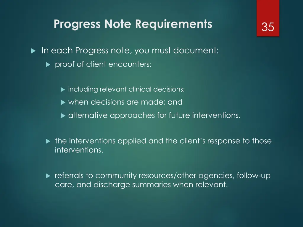 progress note requirements 1