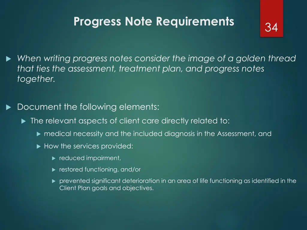 progress note requirements