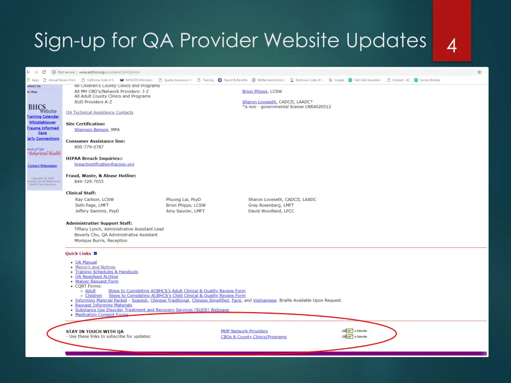 sign up for qa provider website updates