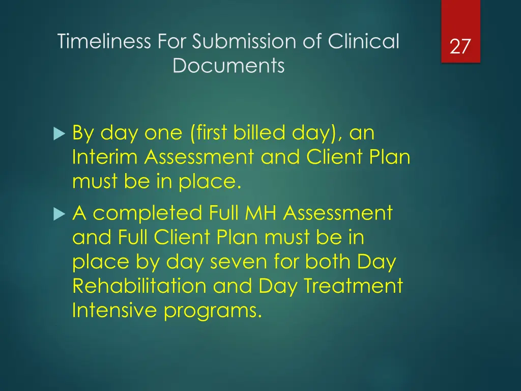 timeliness for submission of clinical documents