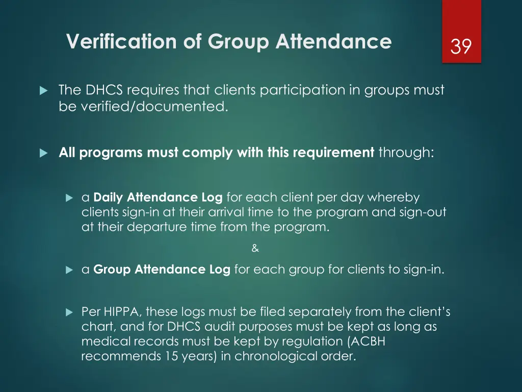 verification of group attendance