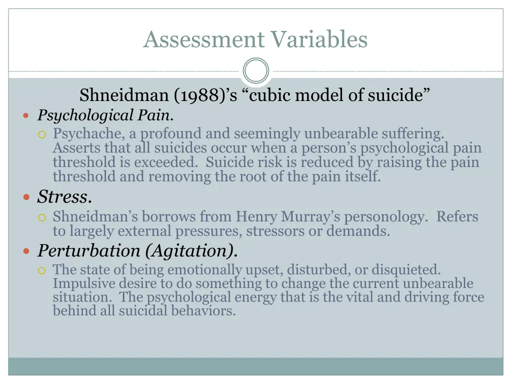 assessment variables