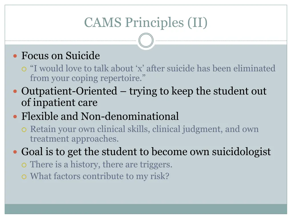 cams principles ii