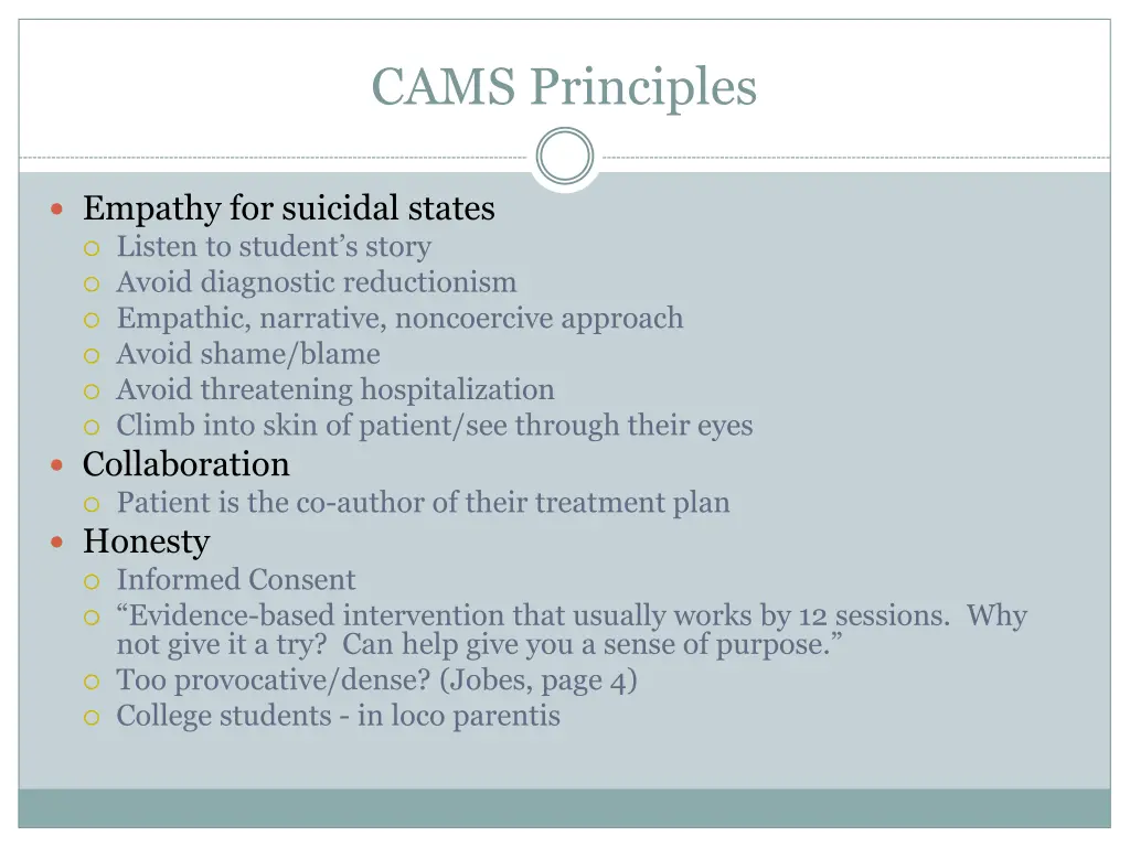 cams principles
