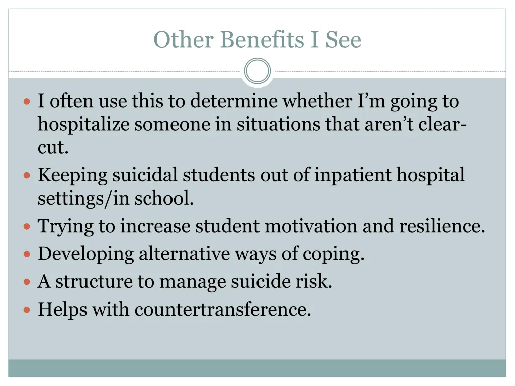 other benefits i see