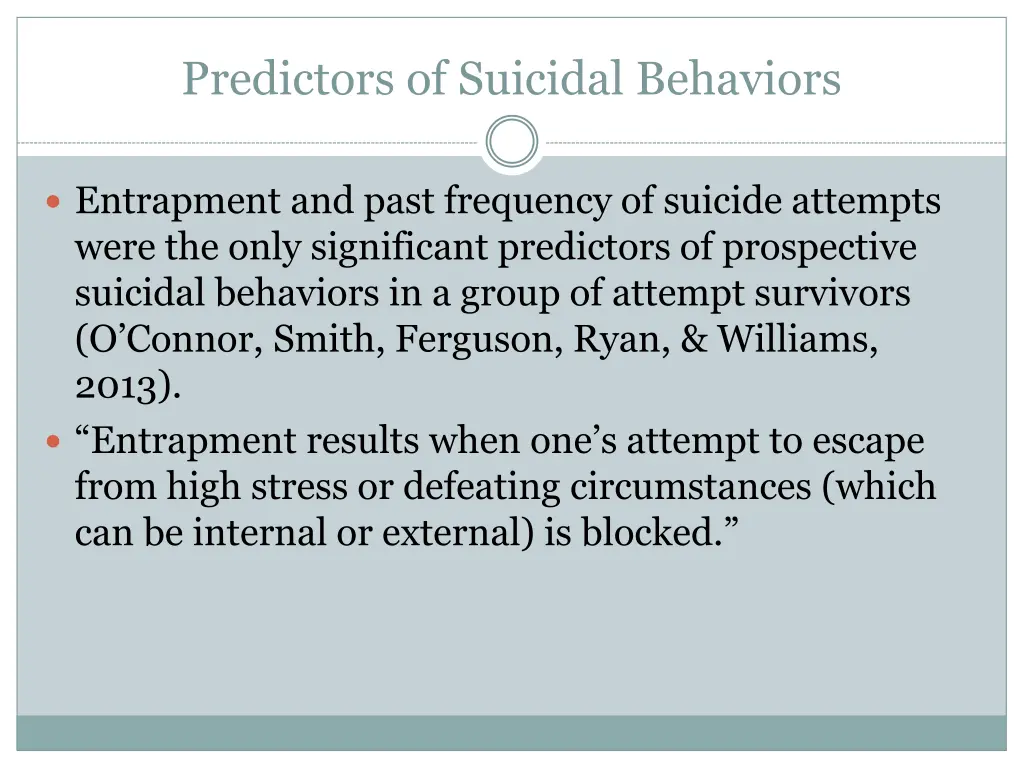 predictors of suicidal behaviors