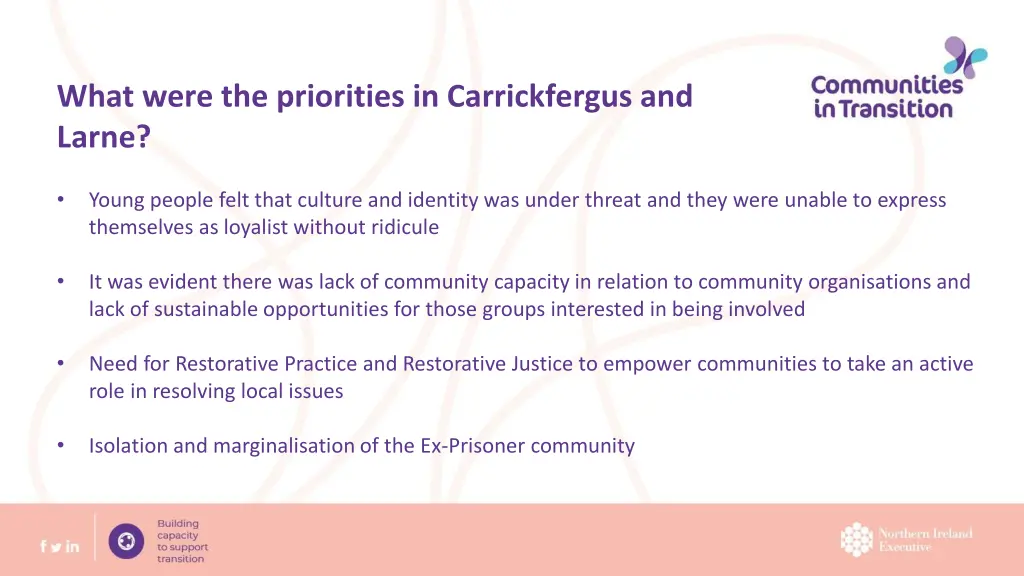 what were the priorities in carrickfergus 1