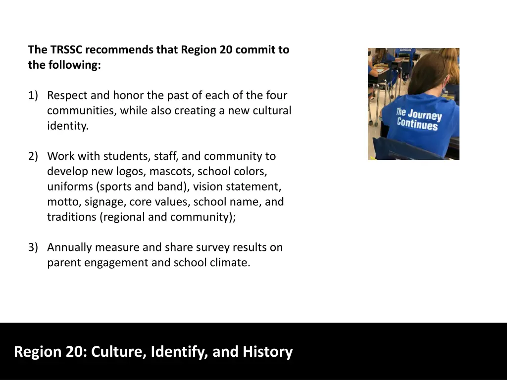 the trssc recommends that region 20 commit 1