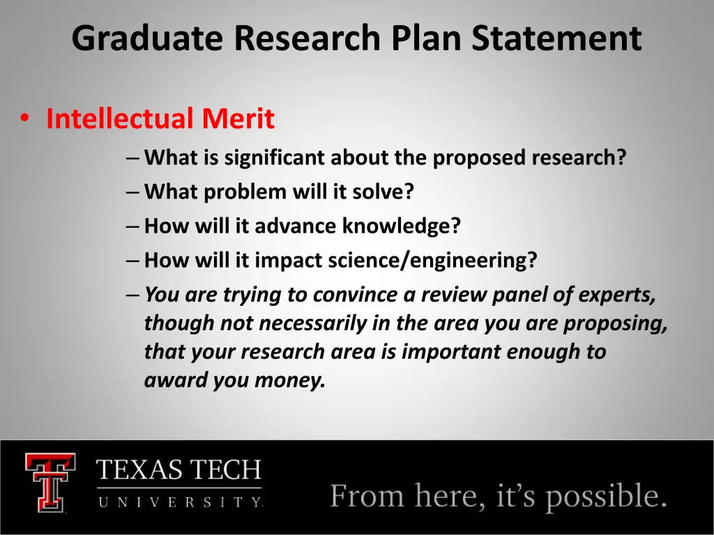graduate research plan statement 1