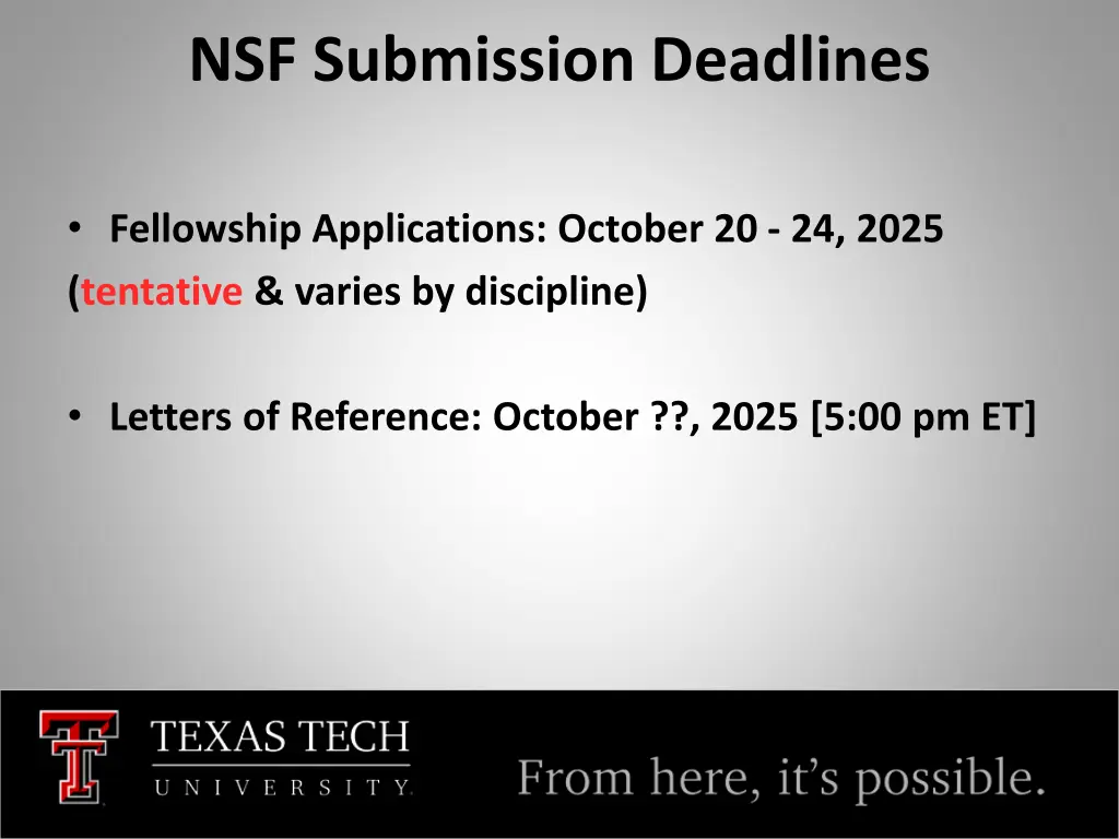 nsf submission deadlines