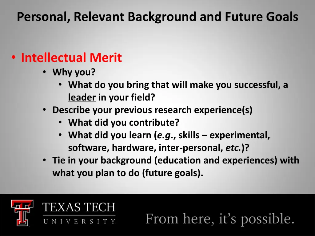 personal relevant background and future goals 1