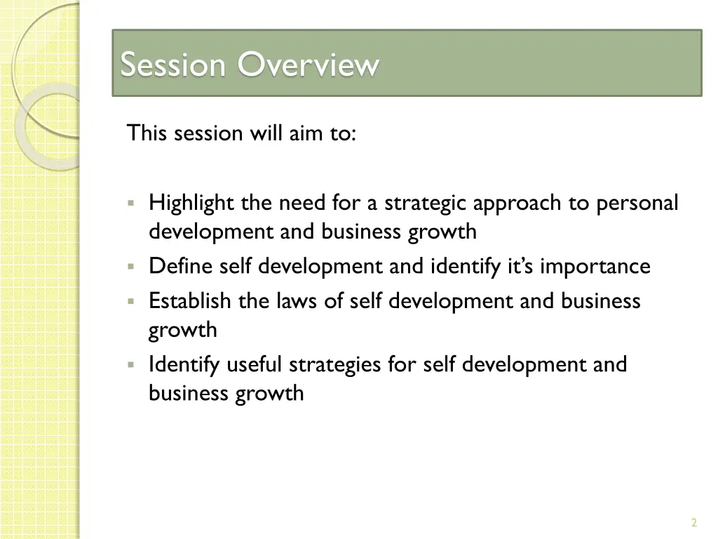 session overview