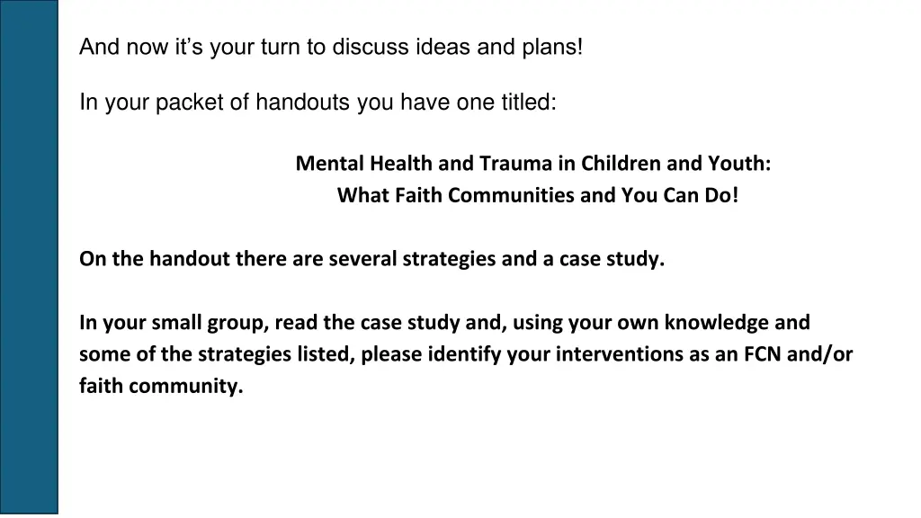 and now it s your turn to discuss ideas and plans