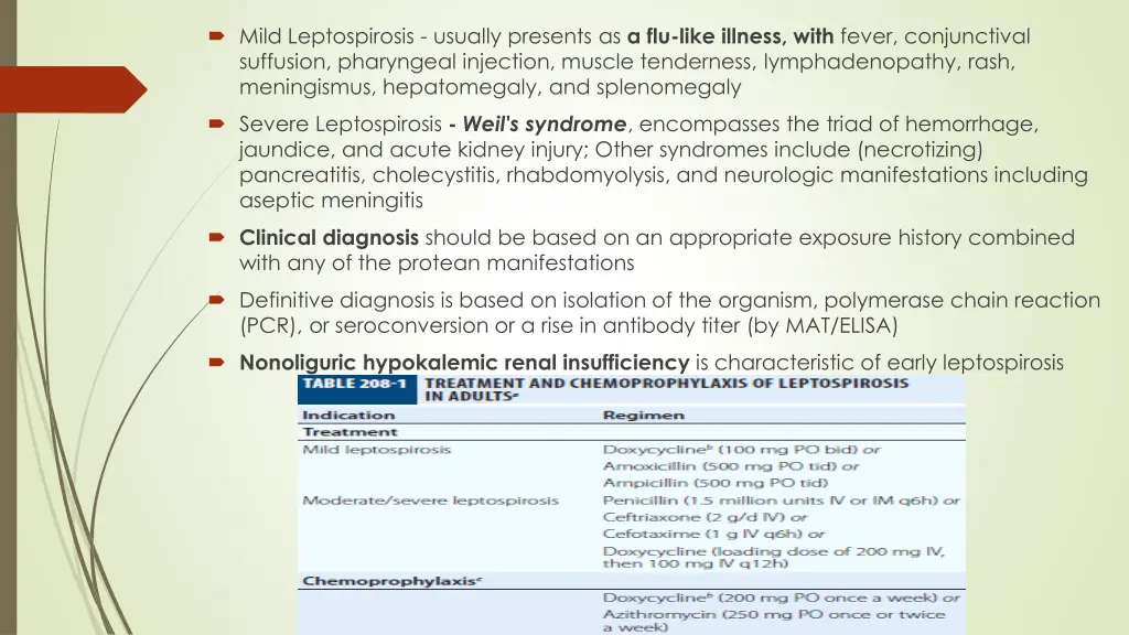 mild leptospirosis usually presents as a flu like