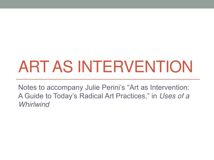 art as intervention
