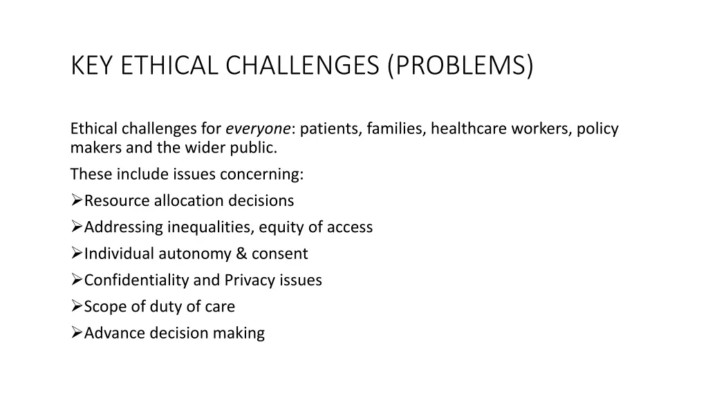 key ethical challenges problems
