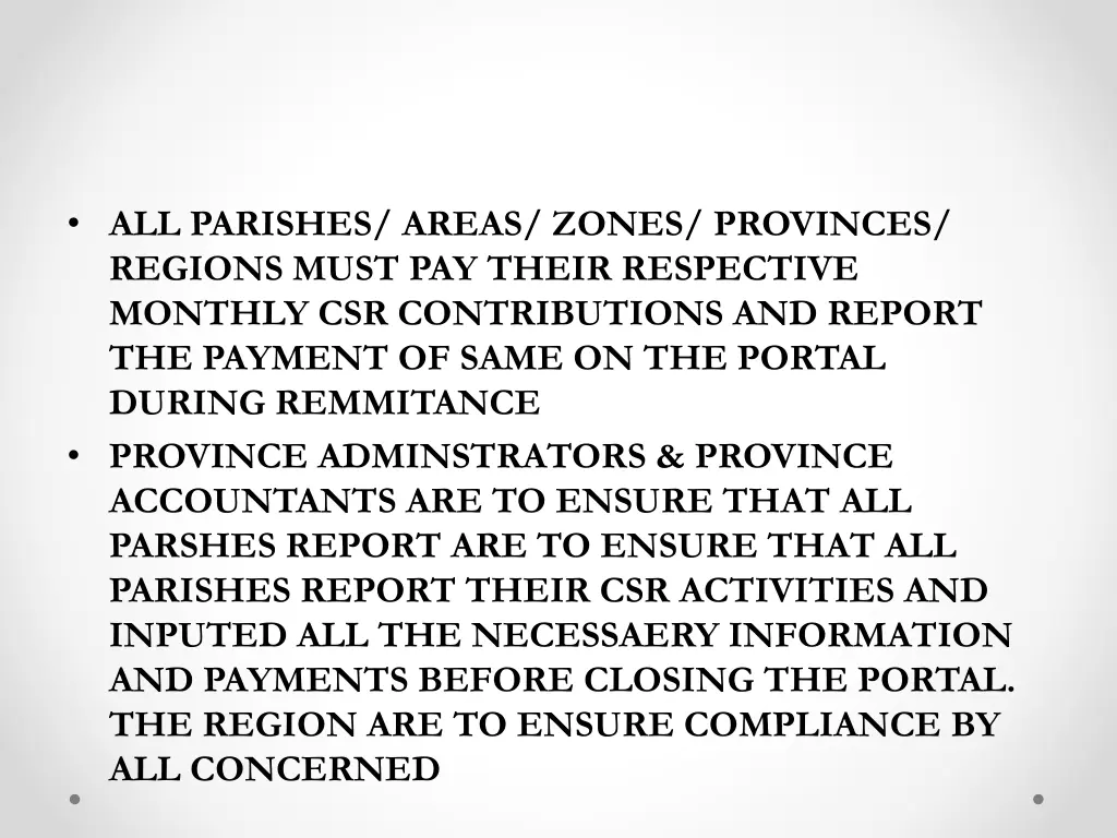 all parishes areas zones provinces regions must