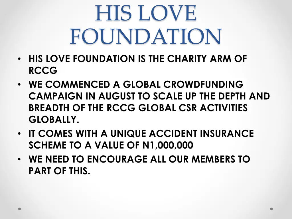 his love foundation his love foundation