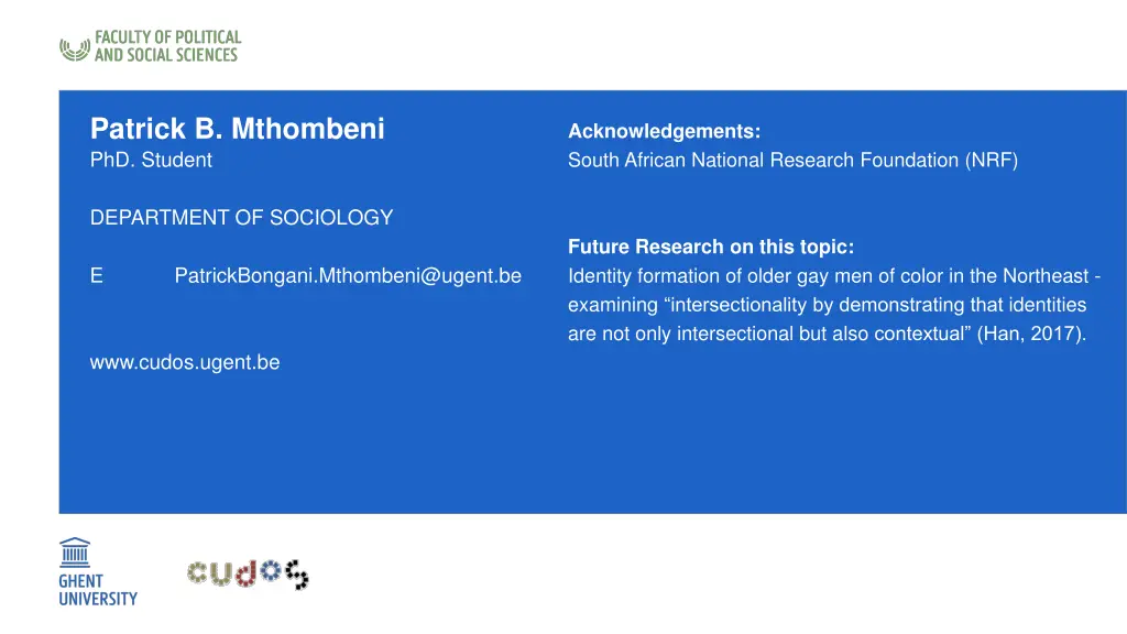 patrick b mthombeni phd student