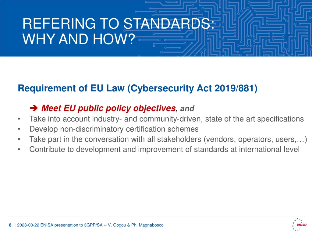 refering to standards why and how