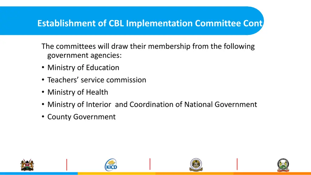establishment of cbl implementation committee cont