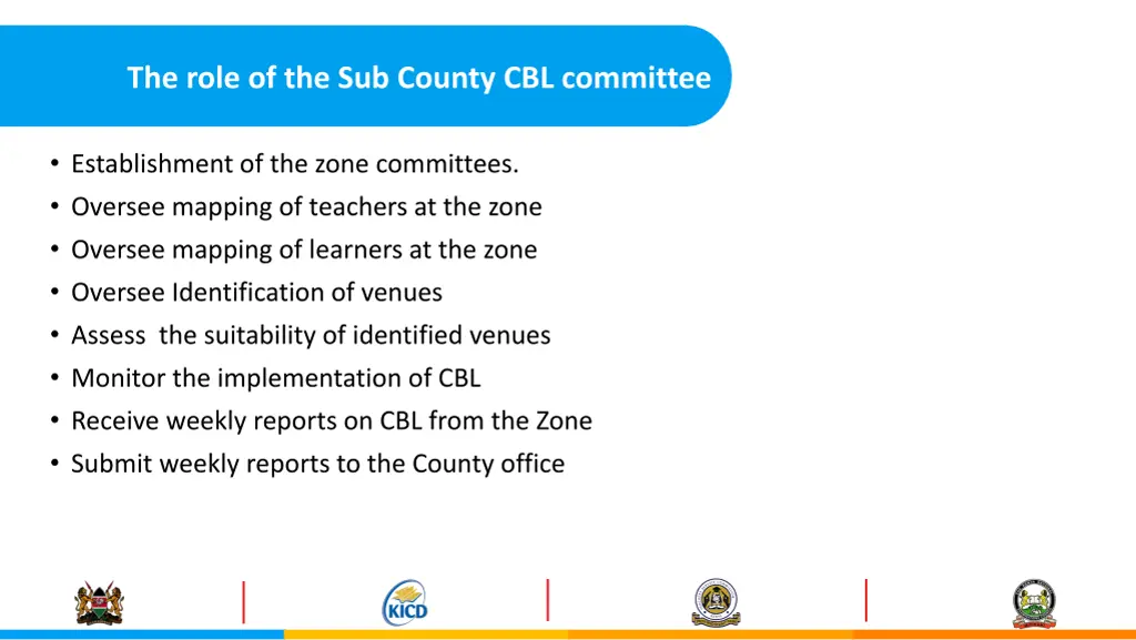 the role of the sub county cbl committee