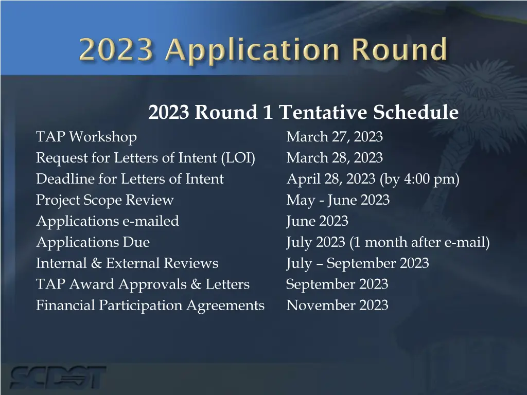 2023 round 1 tentative schedule tap workshop