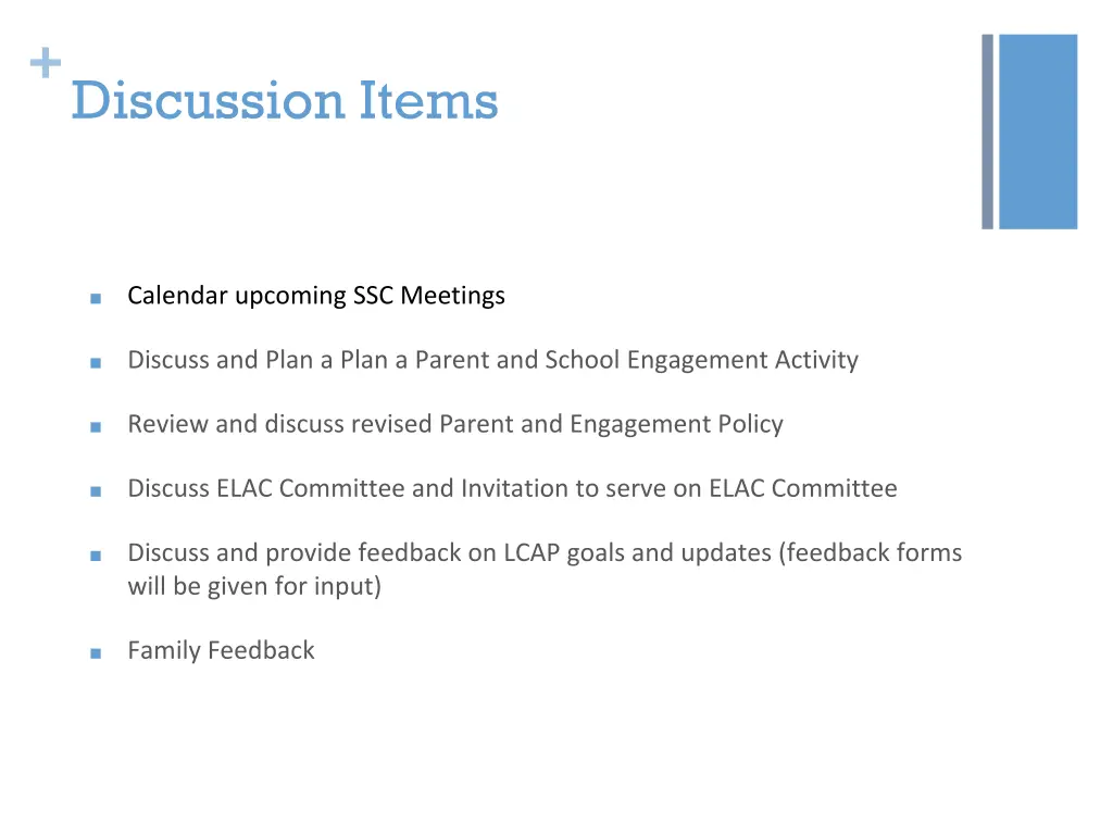 discussion items