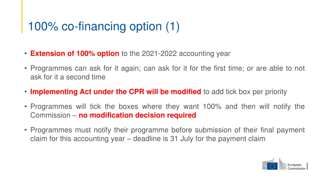 100 co financing option 1