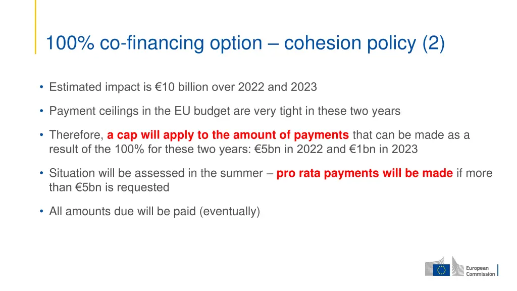 100 co financing option cohesion policy 2