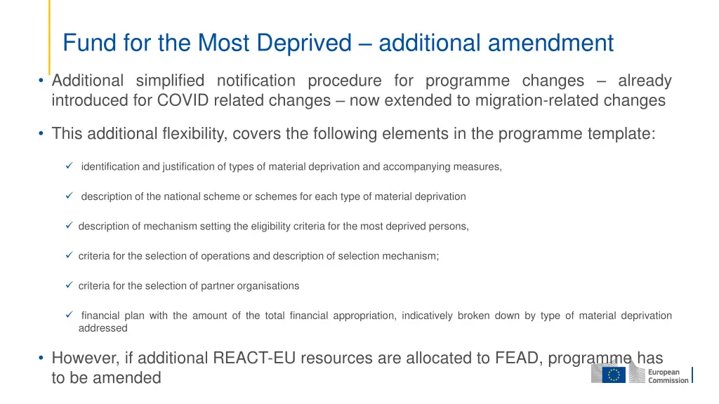 fund for the most deprived additional amendment