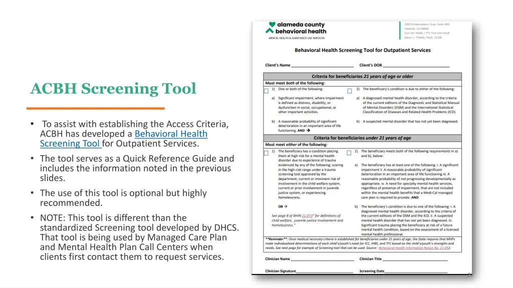 acbh screening tool