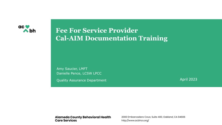 fee for service provider cal aim documentation