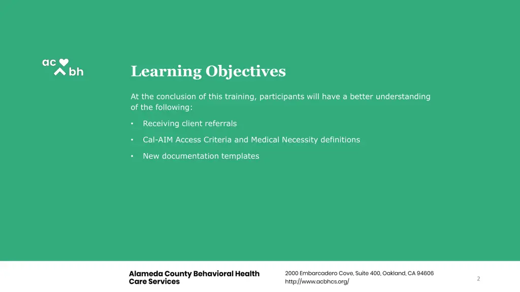 learning objectives