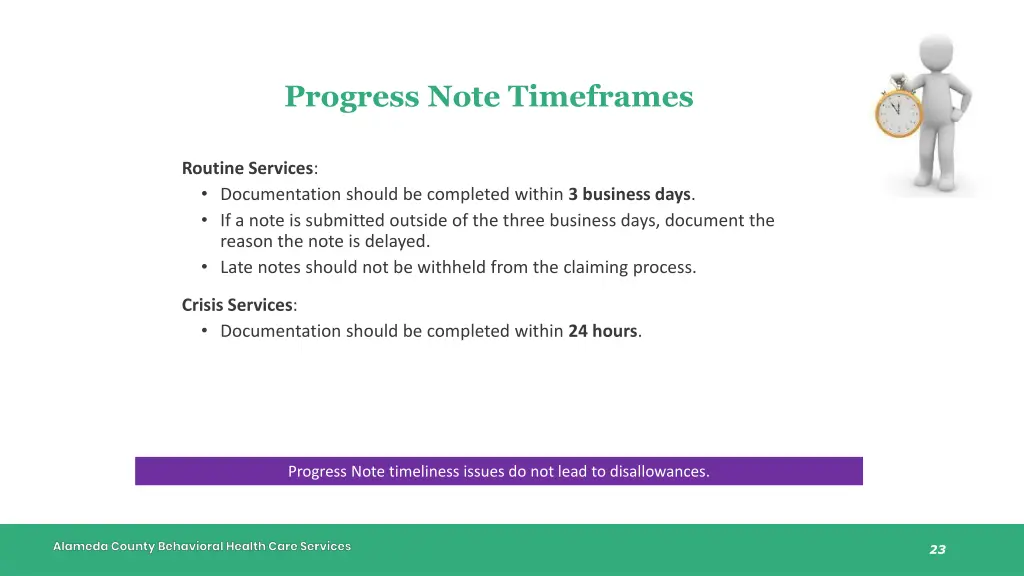 progress note timeframes