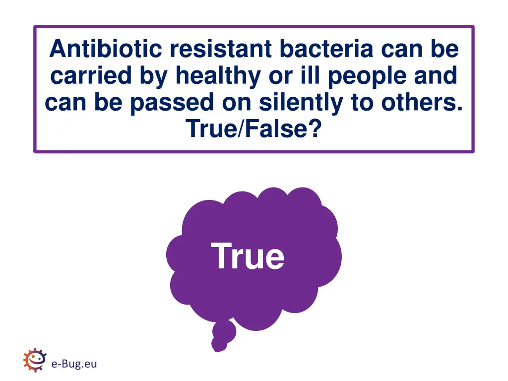 antibiotic resistant bacteria can be carried