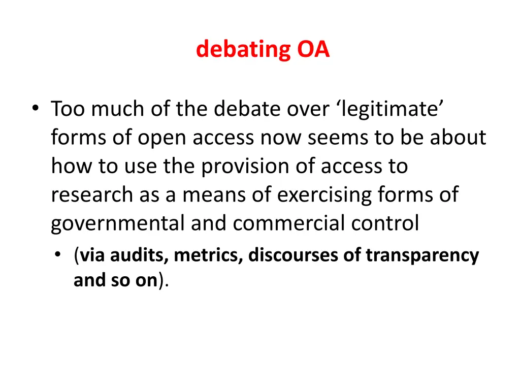 debating oa