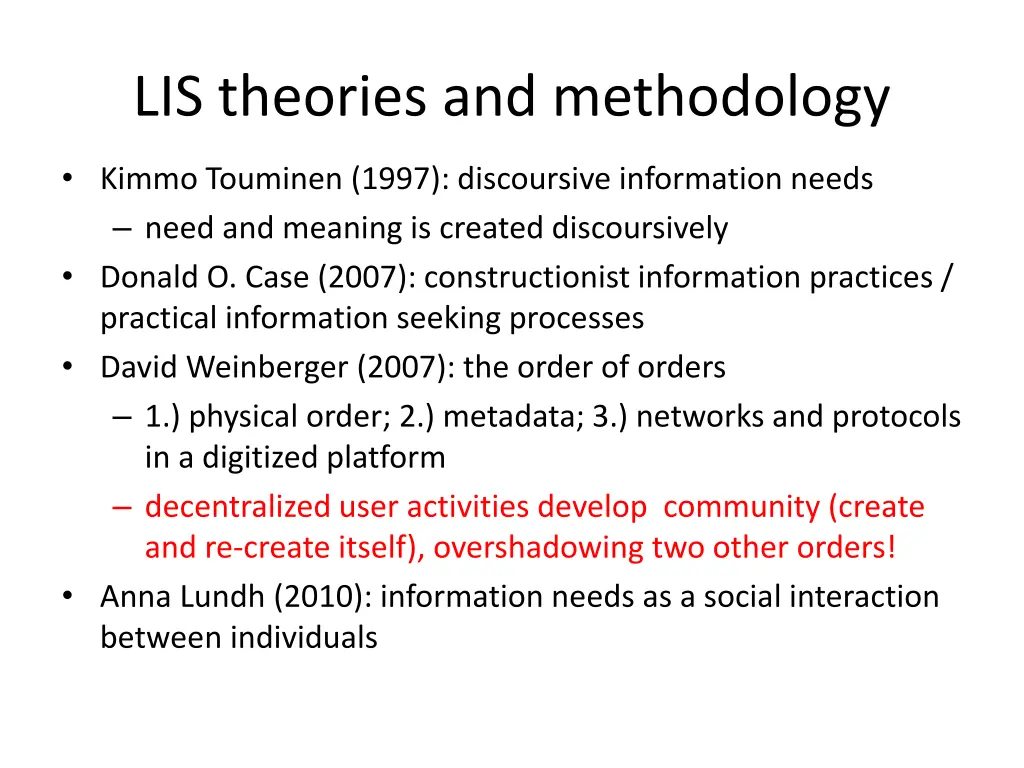 lis theories and methodology