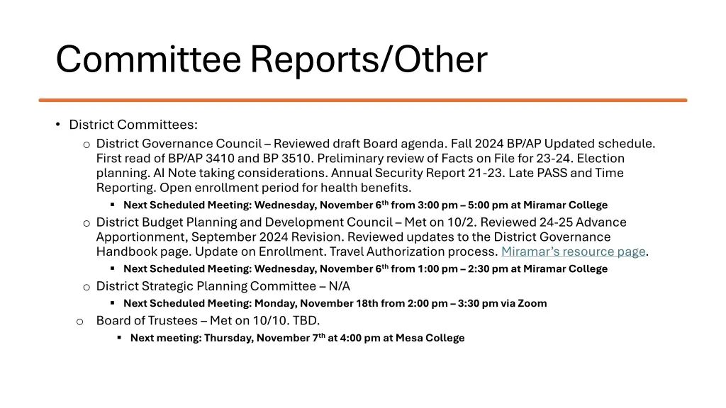 committee reports other