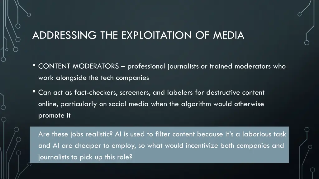 addressing the exploitation of media